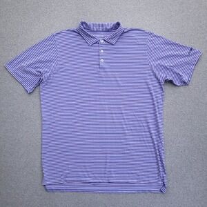B.Draddy Polo Shirt Mens XXL Golf Performance Pima Stretch Blue‎ Stripe USA